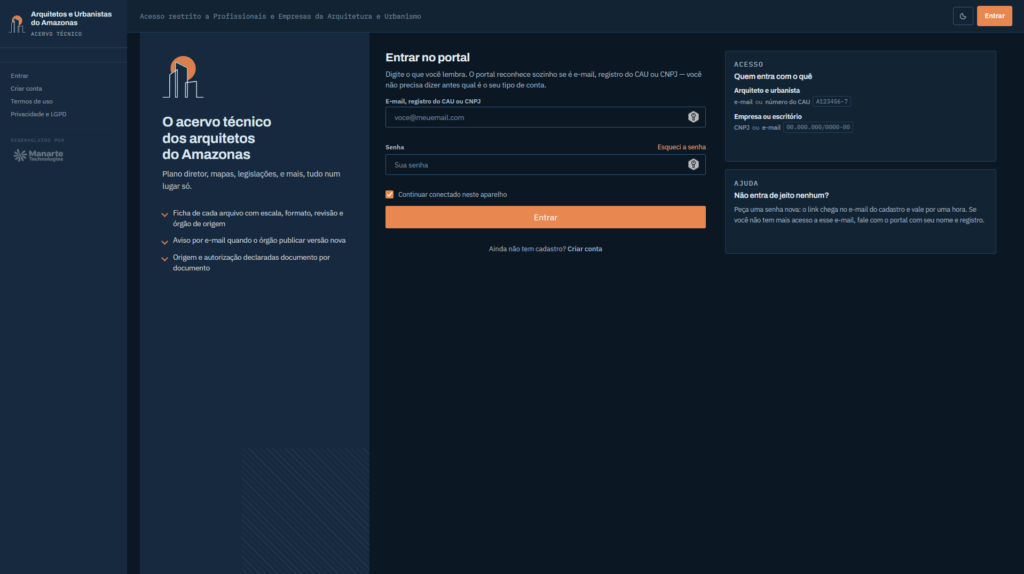Imagem 1 do projeto Portal de Acervo Técnico dos Arquitetos e Urbanistas do Amazonas
